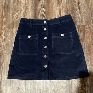 Navy corduroy mini skirt